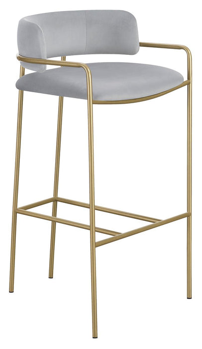 Comstock Upholstered Low Back Stool Grey and Gold - Furniture Stars (Chicago, IL)
