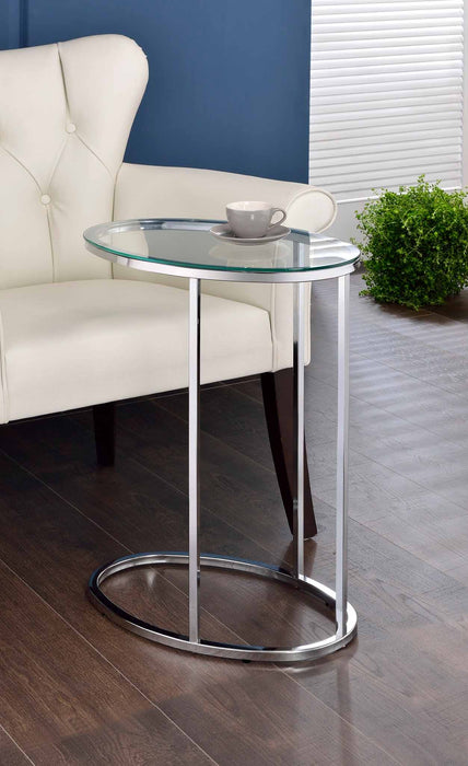 Kyle Oval Snack Table Chrome and Clear - Furniture Stars (Chicago, IL)