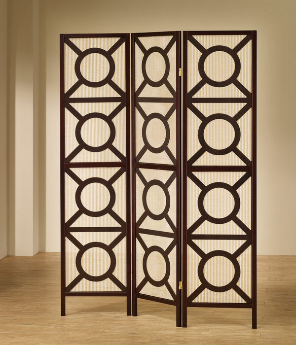 Vulcan 3-panel Geometric Folding Screen Tan and Cappuccino - Furniture Stars (Chicago, IL)