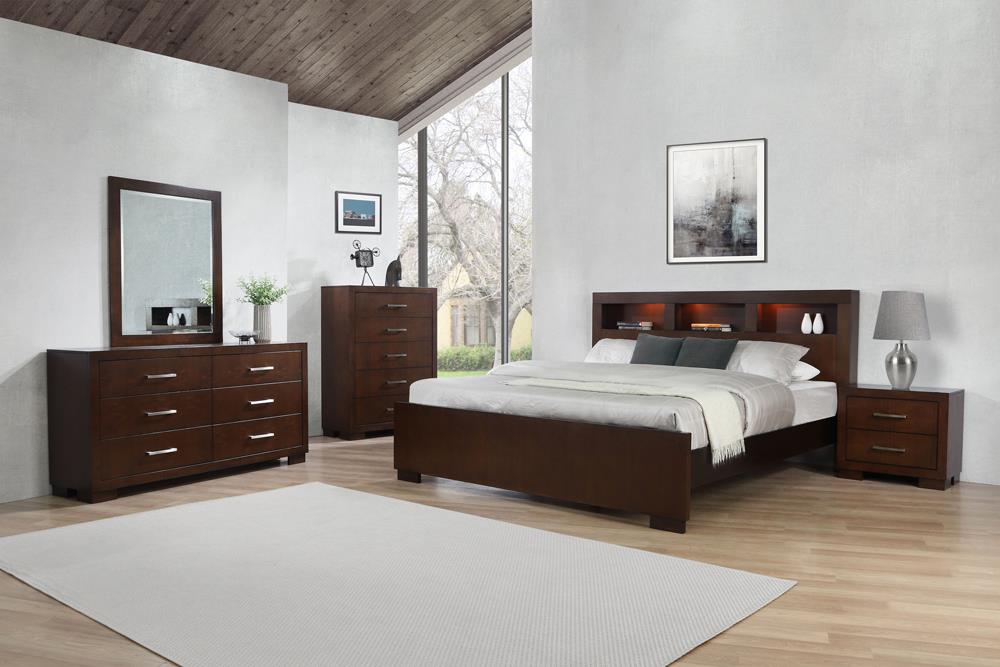 Jessica Bedroom Set with Bookcase Headboard Cappuccino - Furniture Stars (Chicago, IL)