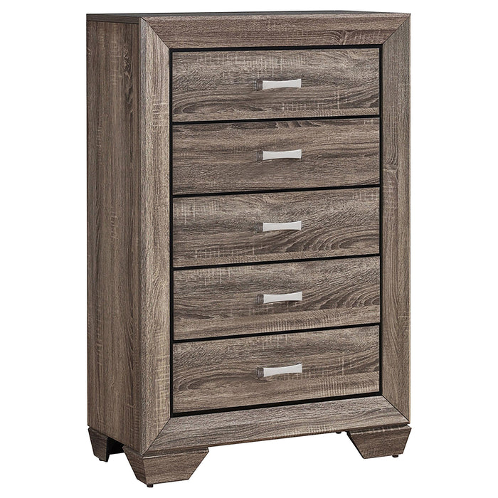 Kauffman 5-drawer Chest Washed Taupe - Furniture Stars (Chicago, IL)