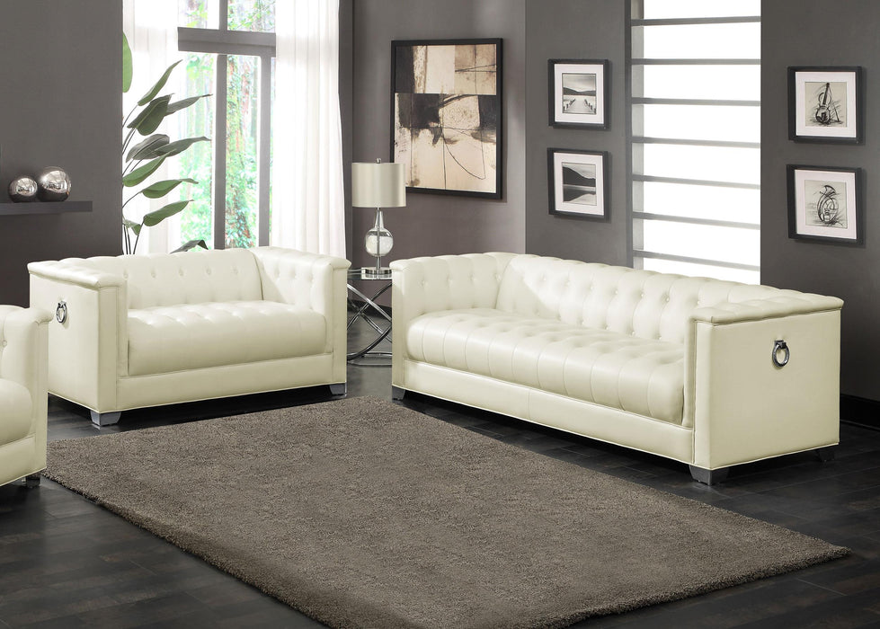 Chaviano 2-piece Upholstered Tufted Sofa Set Pearl White - Furniture Stars (Chicago, IL)