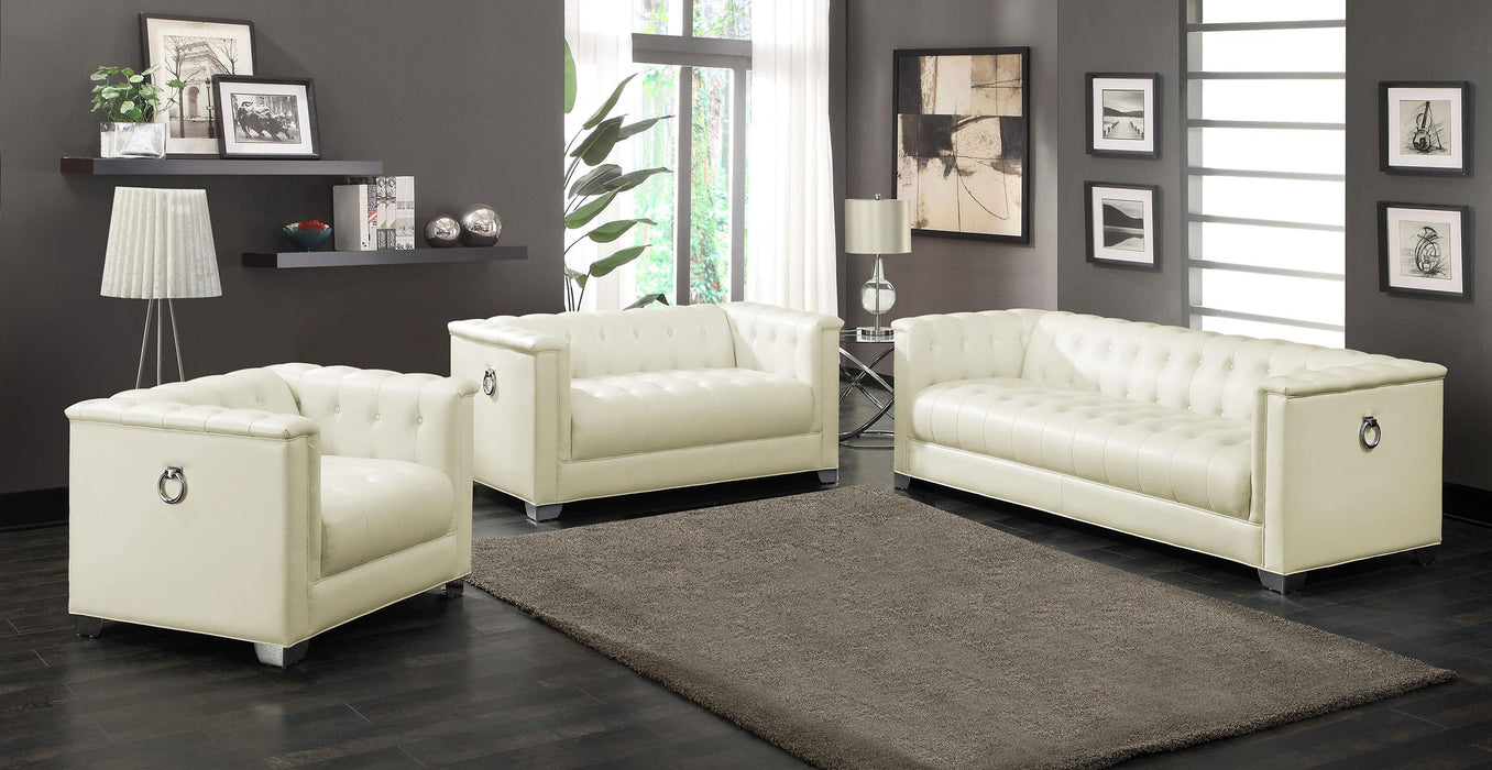 Chaviano 3-piece Upholstered Tufted Sofa Set Pearl White - Furniture Stars (Chicago, IL)