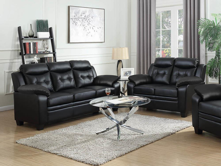 Finley Upholstered Pillow Top Arm Living Room Set Black - Furniture Stars (Chicago, IL)