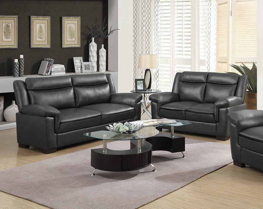 Arabella Upholstered Pillow Top Arm Living Room Set Grey - Furniture Stars (Chicago, IL)