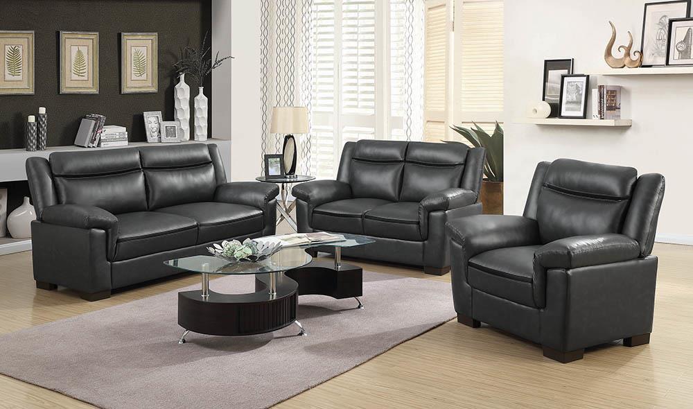 Arabella Upholstered Pillow Top Arm Living Room Set Grey - Furniture Stars (Chicago, IL)