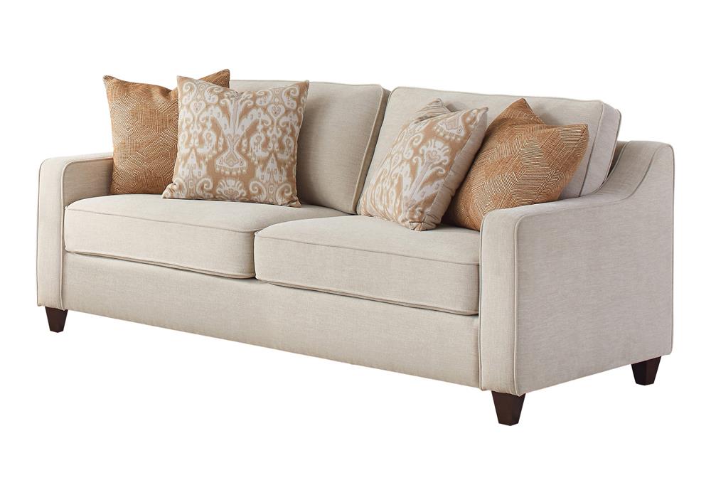 Christine Upholstered Cushion Back Sofa Beige - Furniture Stars (Chicago, IL)