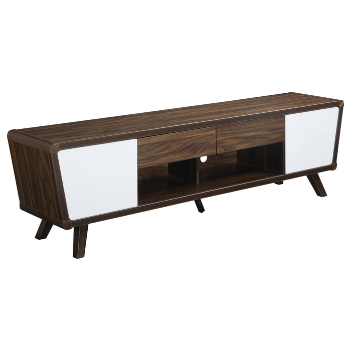 Alvin 2-drawer TV Console Dark Walnut and Glossy White - Furniture Stars (Chicago, IL)