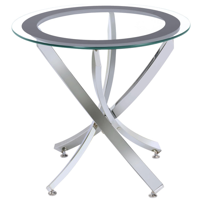 Brooke Glass Top End Table Chrome and Black - Furniture Stars (Chicago, IL)