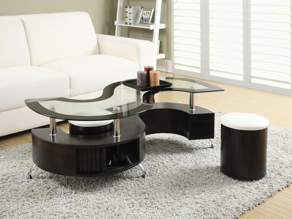 Buckley 3-piece Coffee Table and Stools Set Cappuccino - Furniture Stars (Chicago, IL)