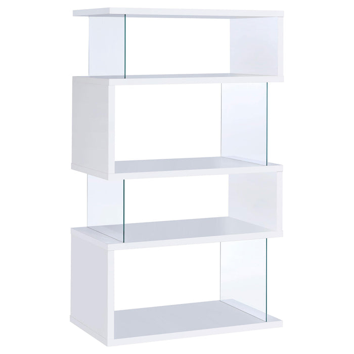 Emelle 4-tier Bookcase White and Clear - Furniture Stars (Chicago, IL)