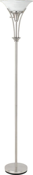 Archie Floor Lamp with Frosted Ribbed Shade Brushed Steel - Furniture Stars (Chicago, IL)