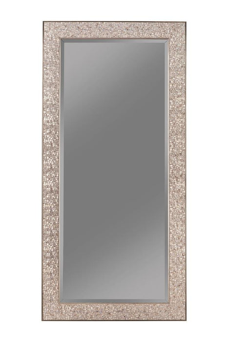 Rollins Rectangular Floor Mirror Silver Sparkle - Furniture Stars (Chicago, IL)
