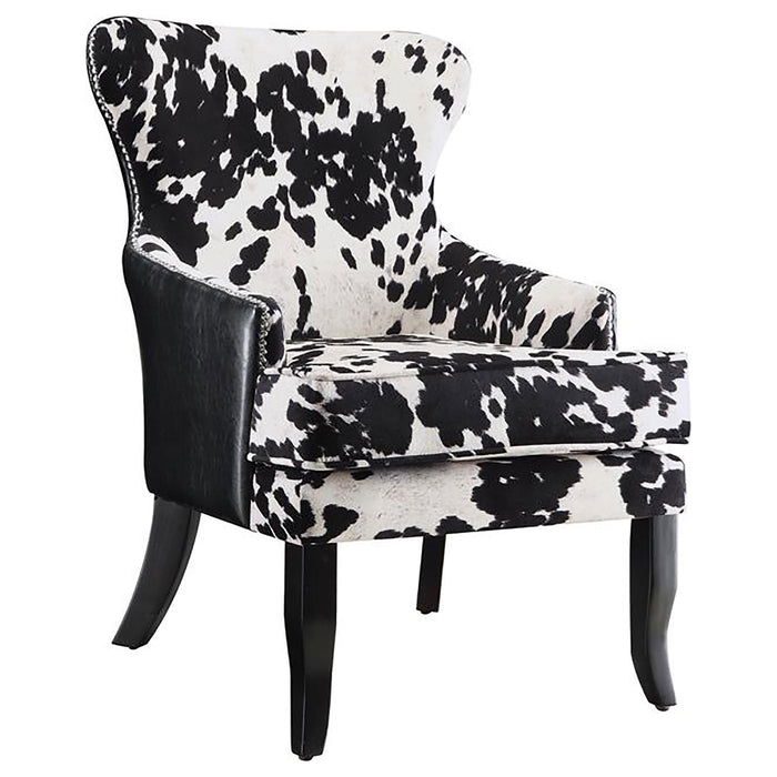 Trea Cowhide Print Accent Chair Black and White - Furniture Stars (Chicago, IL)