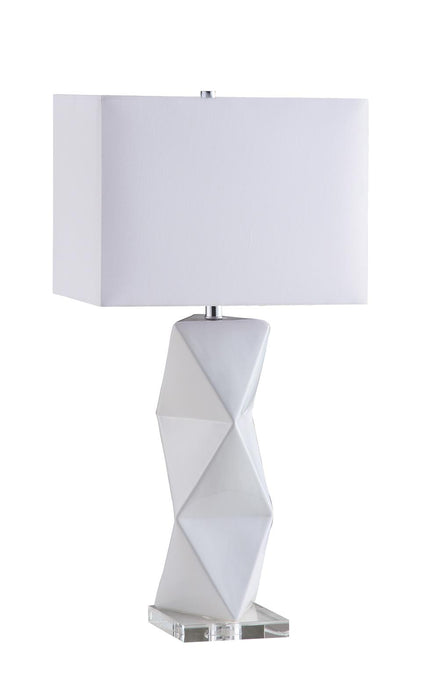 Camie Geometric Ceramic Base Table Lamp White - Furniture Stars (Chicago, IL)