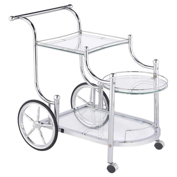 Sarandon 3-tier Serving Cart Chrome and Clear - Furniture Stars (Chicago, IL)