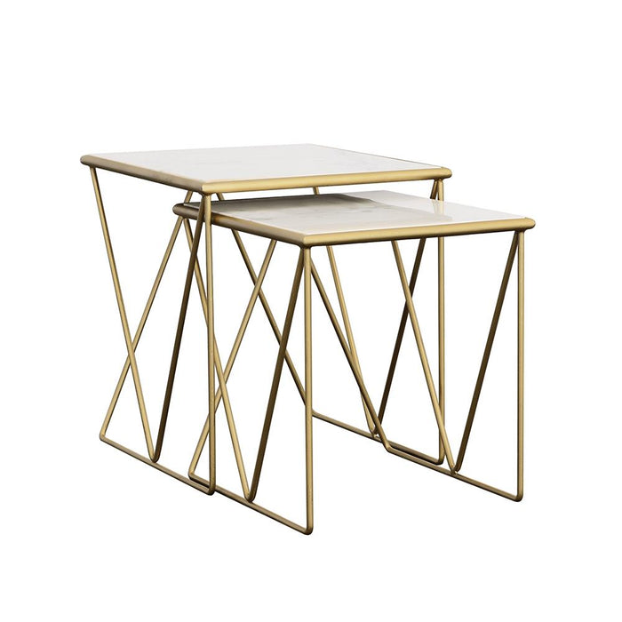 Bette 2-piece Nesting Table Set White and Gold - Furniture Stars (Chicago, IL)