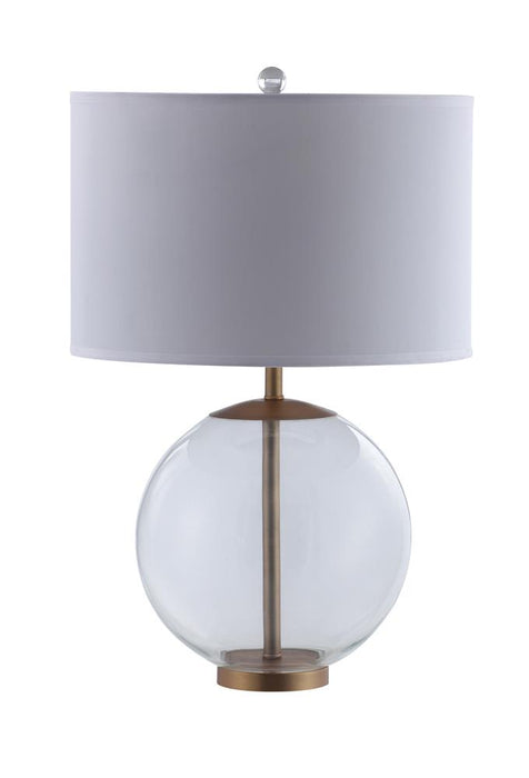 Kenny Drum Shade Table Lamp with Glass Base White - Furniture Stars (Chicago, IL)
