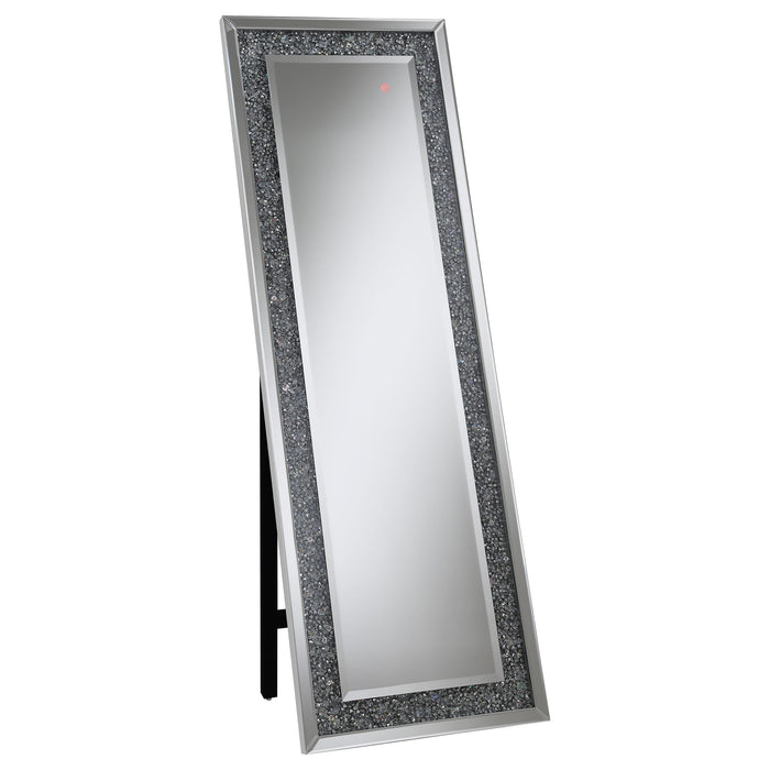 Carisi Rectangular Standing Mirror with LED Lighting Silver - Furniture Stars (Chicago, IL)