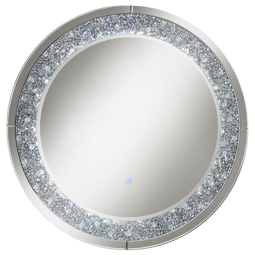 Lixue Round Wall Mirror with LED Lighting Silver - Furniture Stars (Chicago, IL)