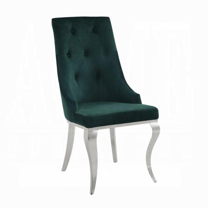 Dekel Green Fabric & Stainless Steel Side Chair - Furniture Stars (Chicago, IL)