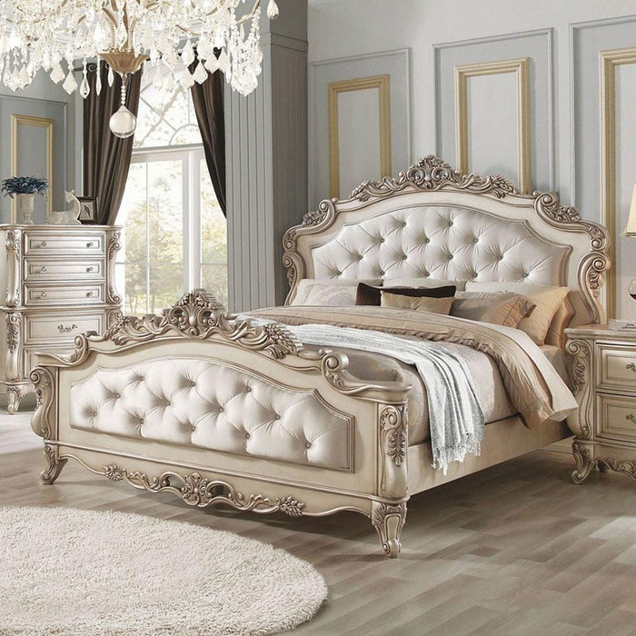 Acme Furniture Gorsedd Queen Panel Bed in Antique White - Furniture Stars (Chicago, IL)
