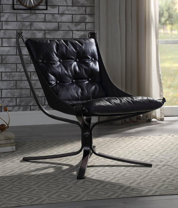 Carney Vintage Blue Top Grain Leather Accent Chair - Furniture Stars (Chicago, IL)
