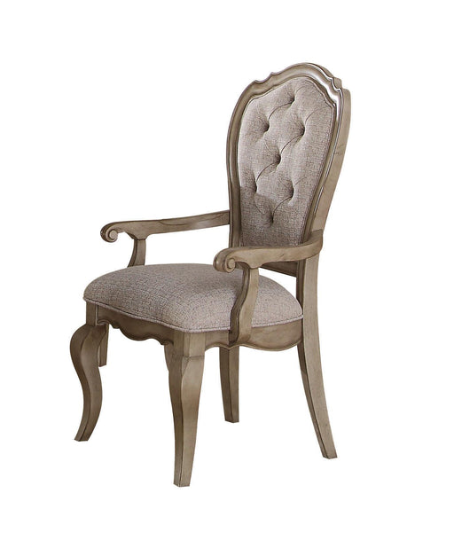 Chelmsford Beige Fabric & Antique Taupe Arm Chair - Furniture Stars (Chicago, IL)