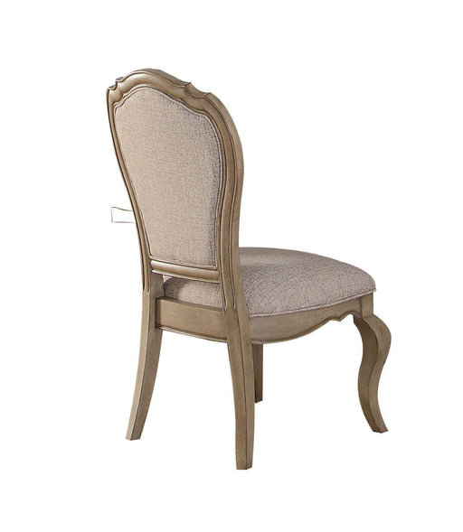 Chelmsford Beige Fabric & Antique Taupe Side Chair - Furniture Stars (Chicago, IL)