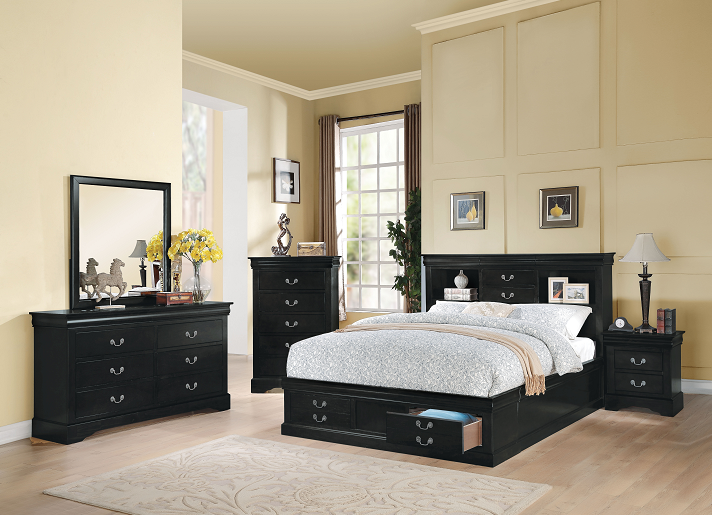 Louis Philippe III Black Queen Bed - Furniture Stars (Chicago, IL)
