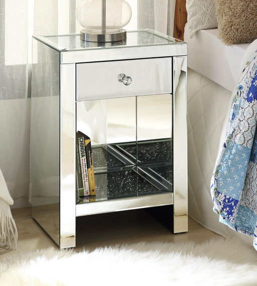 Noralie Mirrored & Faux Diamonds Accent Table - Furniture Stars (Chicago, IL)