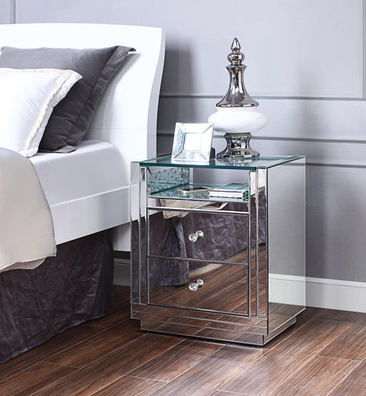 Nysa Mirrored & Faux Crystals Accent Table - Furniture Stars (Chicago, IL)