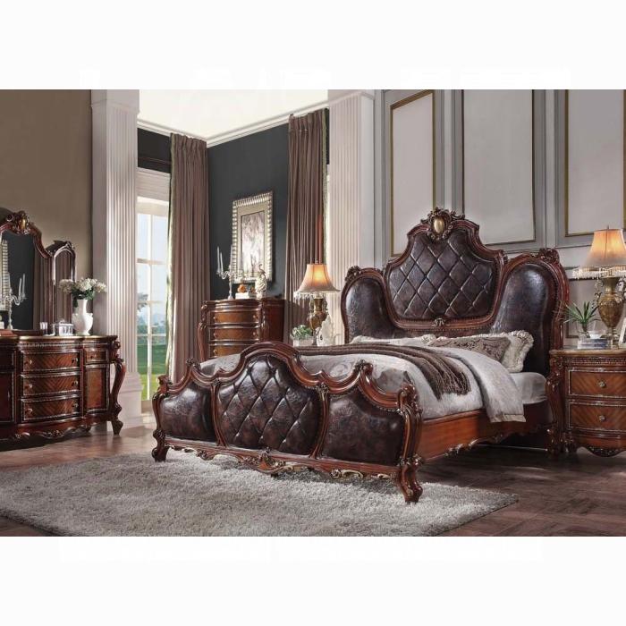 Picardy PU & Cherry Oak Eastern King Bed - Furniture Stars (Chicago, IL)