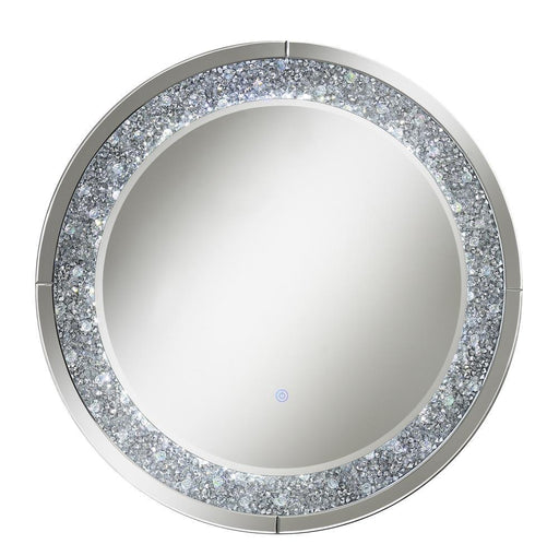 Lixue Round Wall Mirror with LED Lighting Silver - Furniture Stars (Chicago, IL)