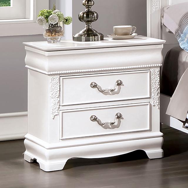 ALECIA Night Stand w/ USB, White - Furniture Stars (Chicago, IL)
