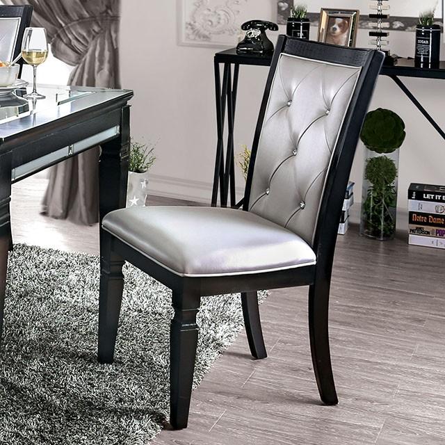 Alena Black/Silver Side Chair (2/CTN) - Furniture Stars (Chicago, IL)