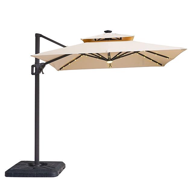 Xico 8 Ft Square Umbrella w/ Double Top w/ LED Light + 37" Large Base - Furniture Stars (Chicago, IL)