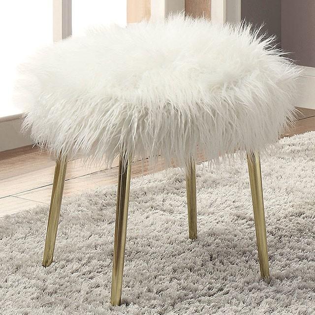 Caoimhe White/Gold Ottoman - Furniture Stars (Chicago, IL)