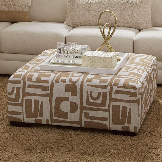CARLETON Ottoman, Ivory/Tan - Furniture Stars (Chicago, IL)
