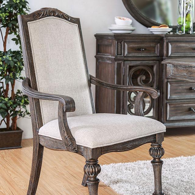 ARCADIA Rustic Natural Tone/ Ivory Arm Chair (2/CTN) - Furniture Stars (Chicago, IL)
