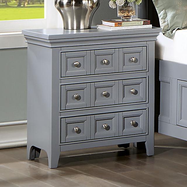 CASTLILE Night Stand w/ USB, Gray - Furniture Stars (Chicago, IL)