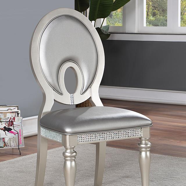 CATHALINA Side Chair (2/CTN), Silver - Furniture Stars (Chicago, IL)