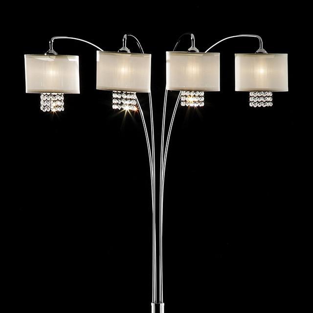 Claris Ivory/Chrome Arch Lamp, Hanging Crystal - Furniture Stars (Chicago, IL)