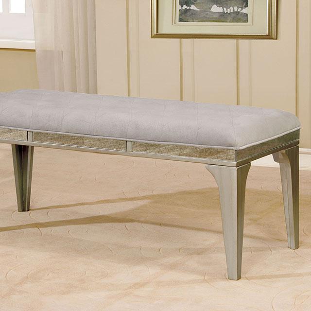 DIOCLES Silver/Light Gray Bench - Furniture Stars (Chicago, IL)
