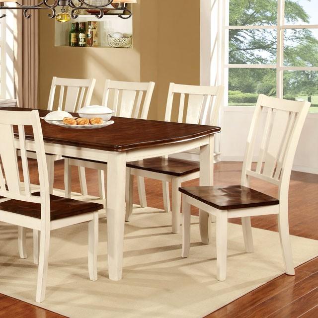 DOVER Vintage White/Cherry Dining Table w/ 18" Leaf - Furniture Stars (Chicago, IL)