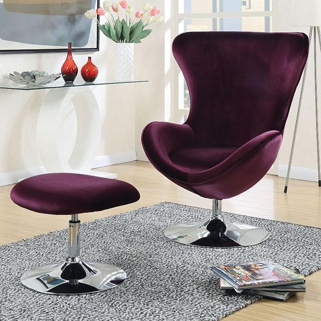 Eloise Purple Accent Chair w/ Ottoman - Furniture Stars (Chicago, IL)