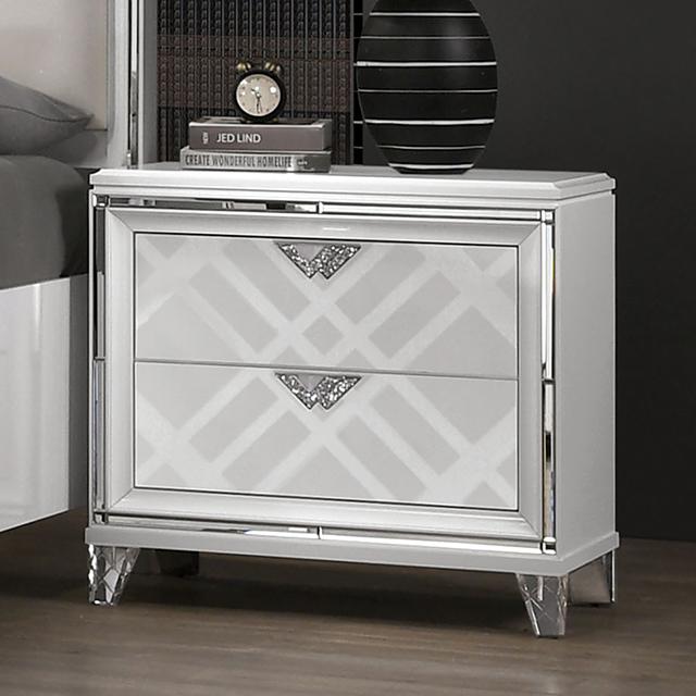EMMELINE Night Stand w/ USB, White - Furniture Stars (Chicago, IL)