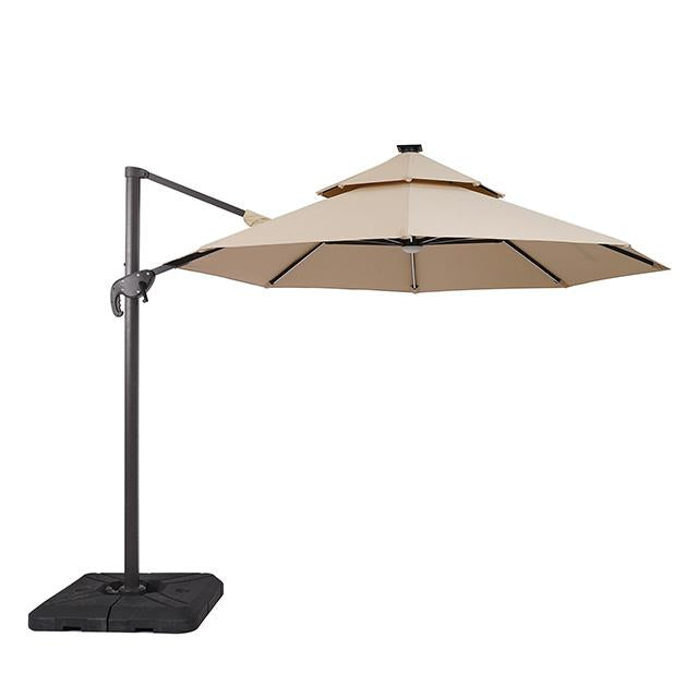 Fera 10 Ft Round Umbrella w/ LED Bulb + 37" Large Base - Furniture Stars (Chicago, IL)
