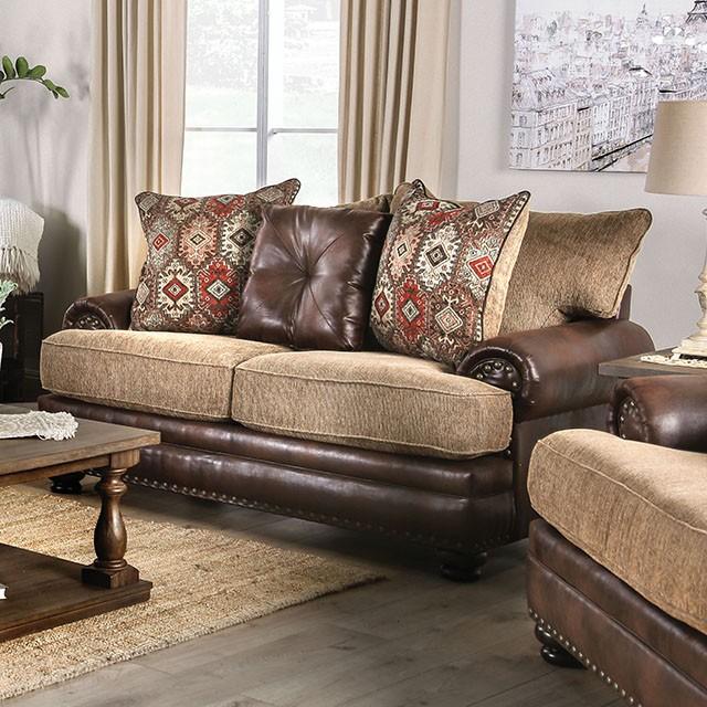 Fletcher Brown/Tan Love Seat - Furniture Stars (Chicago, IL)