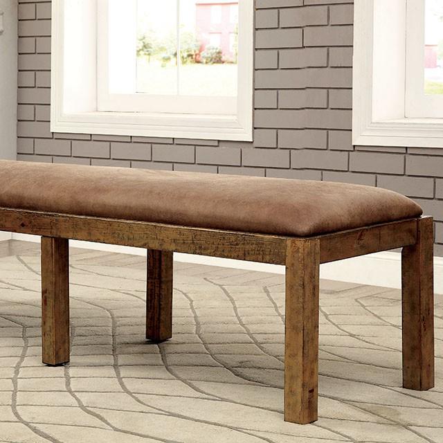 GIANNA Rustic Pine Fabric Bench - Furniture Stars (Chicago, IL)